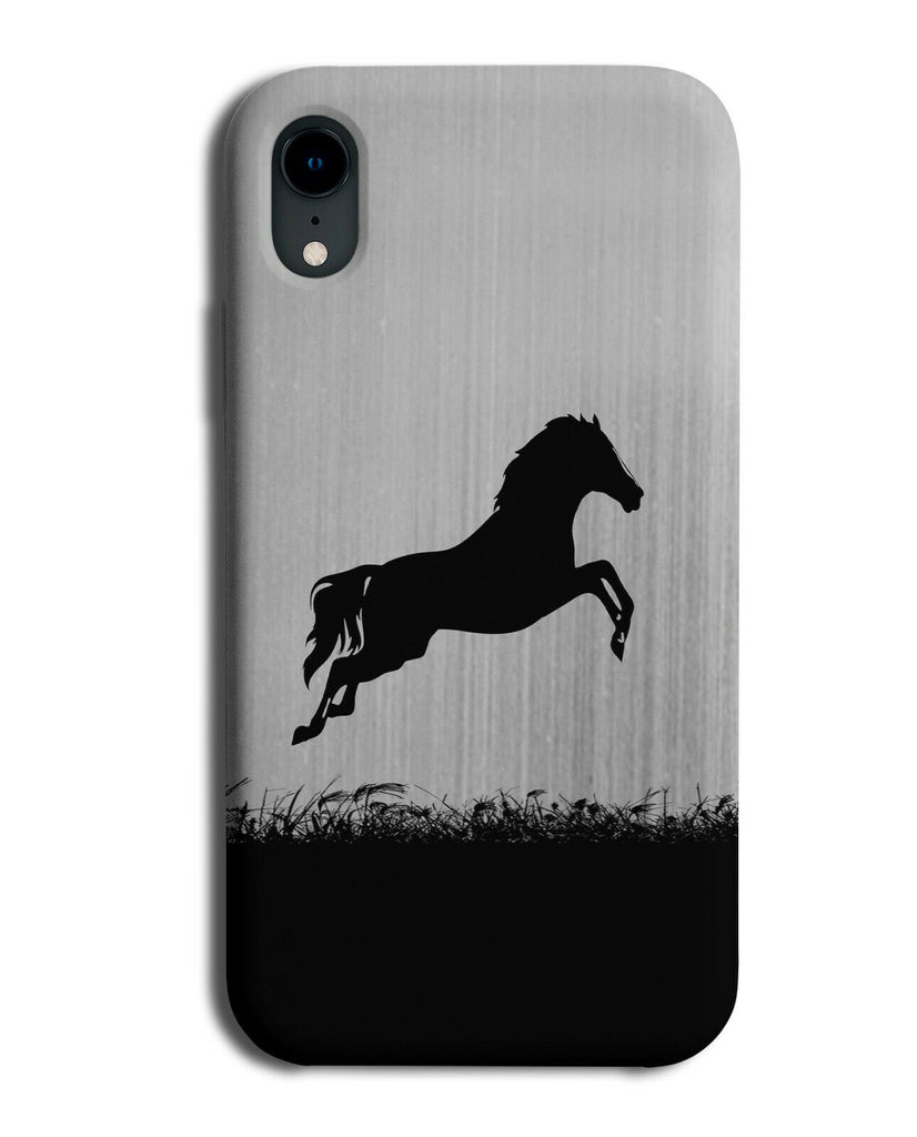 Horse Silhouette Phone Case Cover Horses Pony Silver Coloured Grey i149
