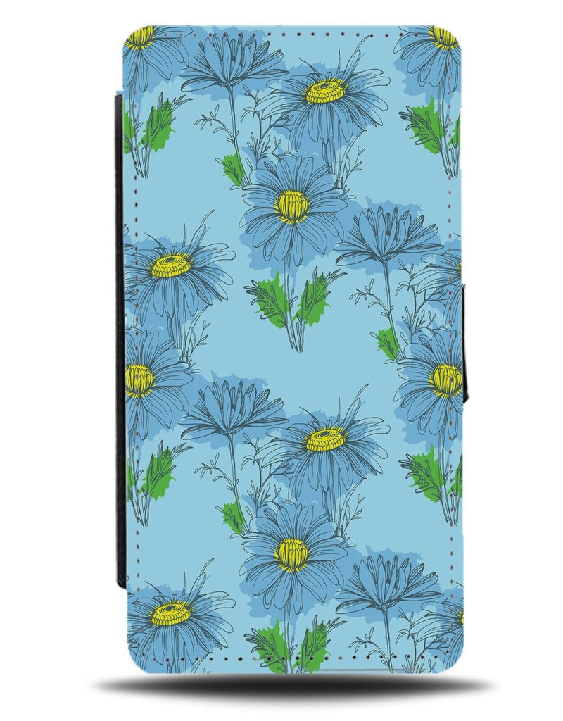 Turquoise Watercolour Daisies Painting Print Flip Wallet Case Daisy Flower AI17