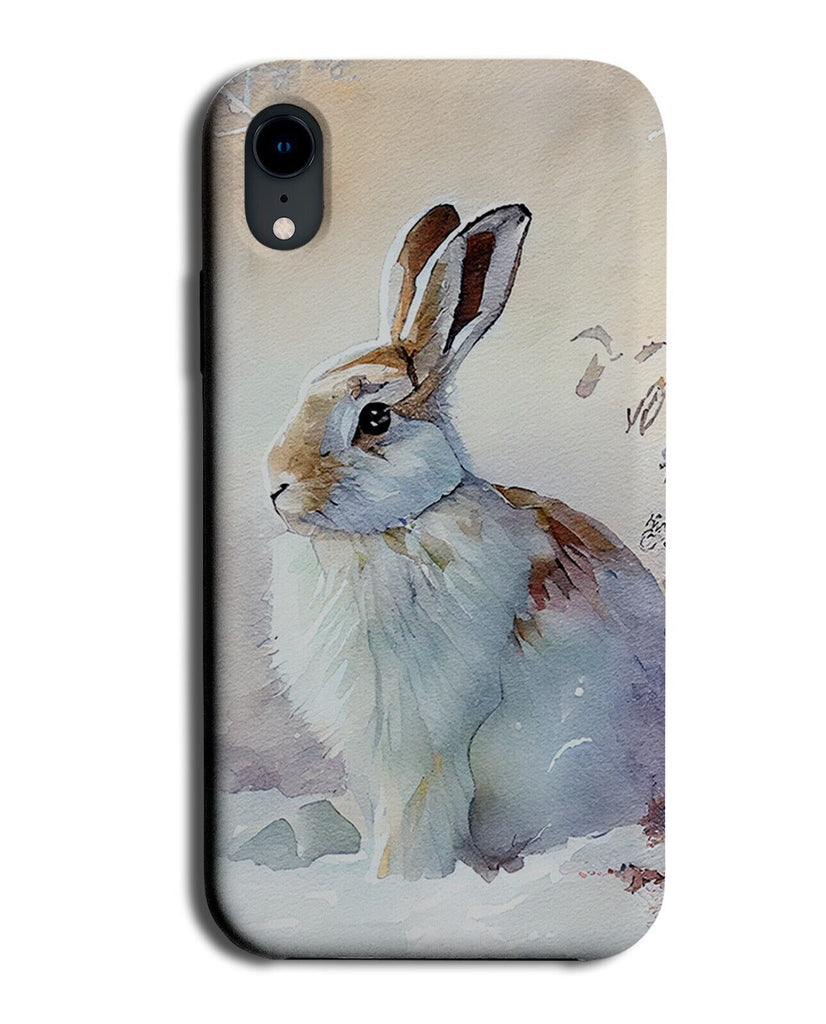 White Snowy Rabbit Phone Case Cover Hare Hares Rabbits Christmassy Card Q917D