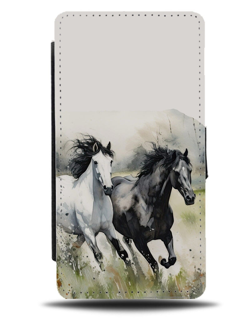 Watercolour Wild Horses Flip Wallet Case Horse Running Galloping Gallop BF05
