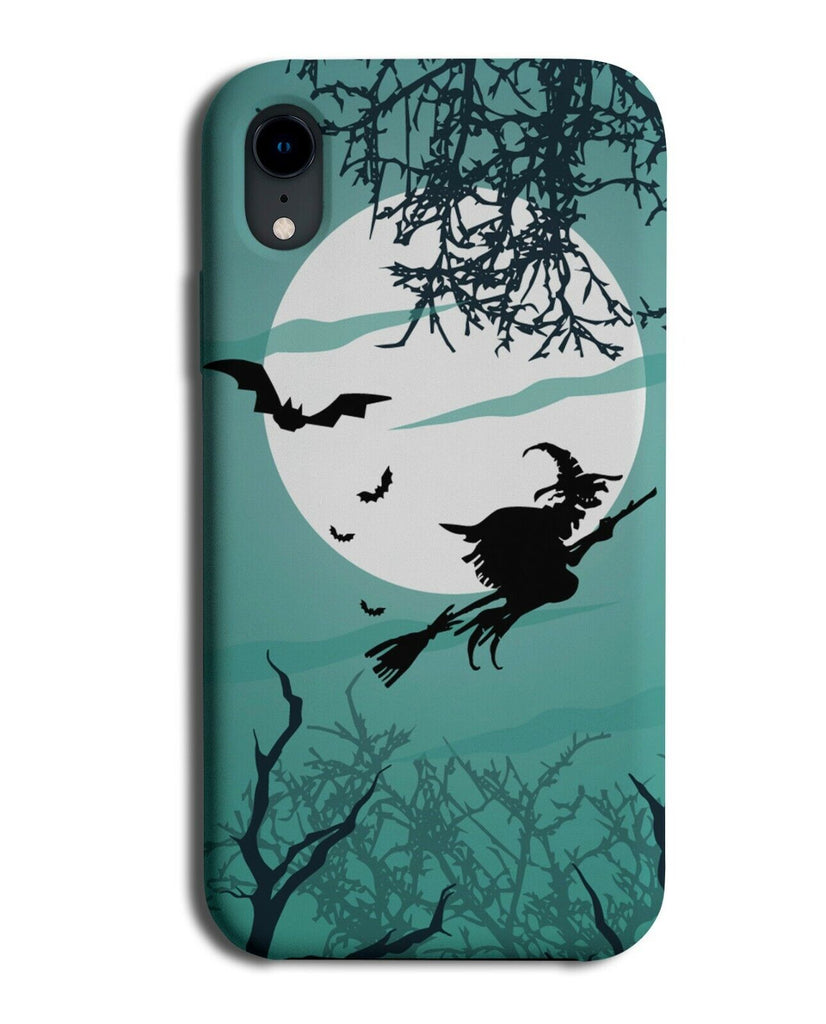 Flying Witch Silhouette Phone Case Cover On Broomstick Broom Full Moon J014