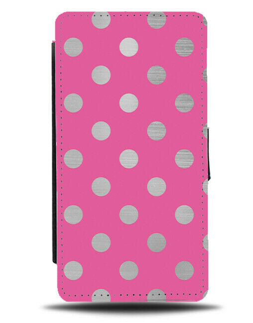 Hot Pink With Silver Polka Dots Flip Cover Wallet Phone Case Dot Pattern i567