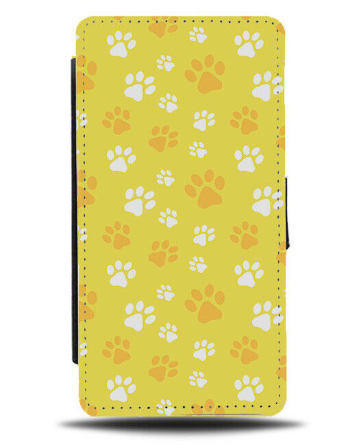 Yellow Dog Steps Flip Wallet Case Foot Steps Paw Prints Pattern Design G813