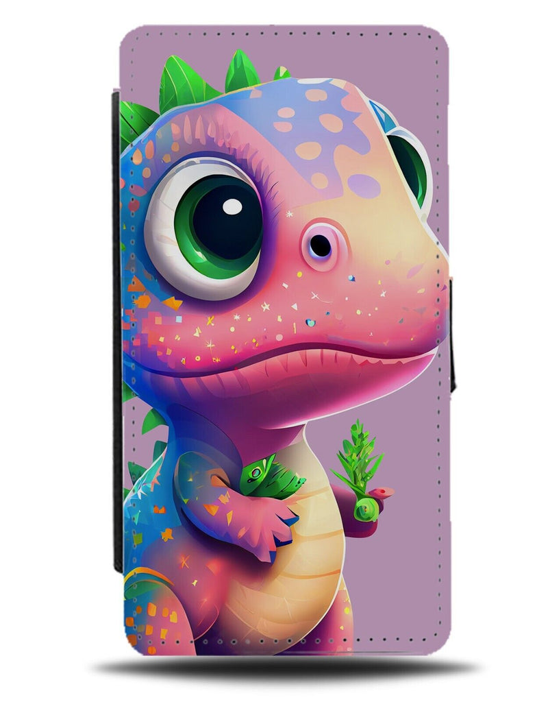 Cute Pink Animated Dinosaur Flip Wallet Case Baby Kid Dinosaurs Kids Pinks AD21