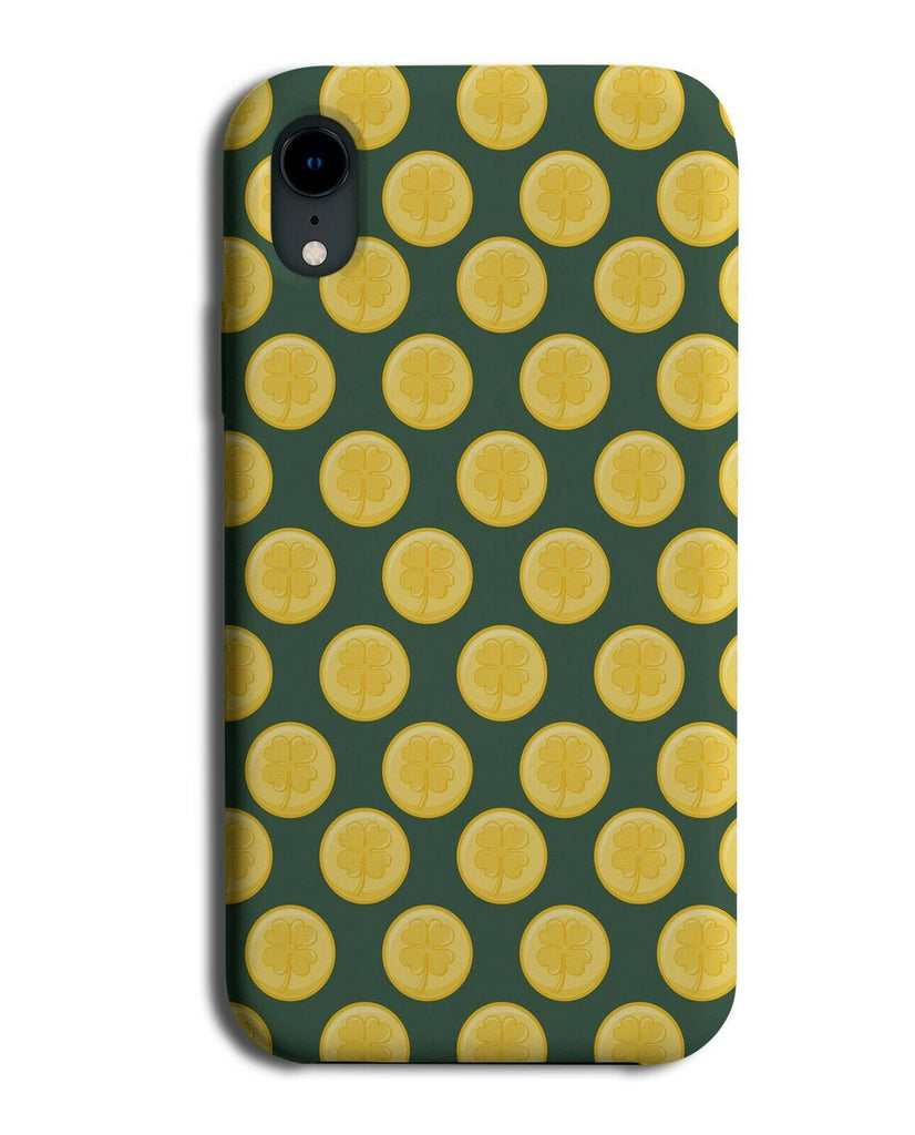 Dark Green With Gold Coins Pattern Phone Case Cover Lucky Charm Charms G421