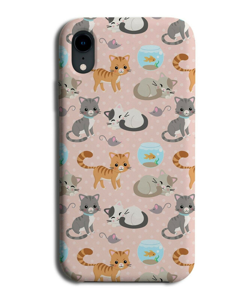 Pink Cats and Fishbowl Design Phone Case Cover Cat Fish Bowl Pets Pet F016
