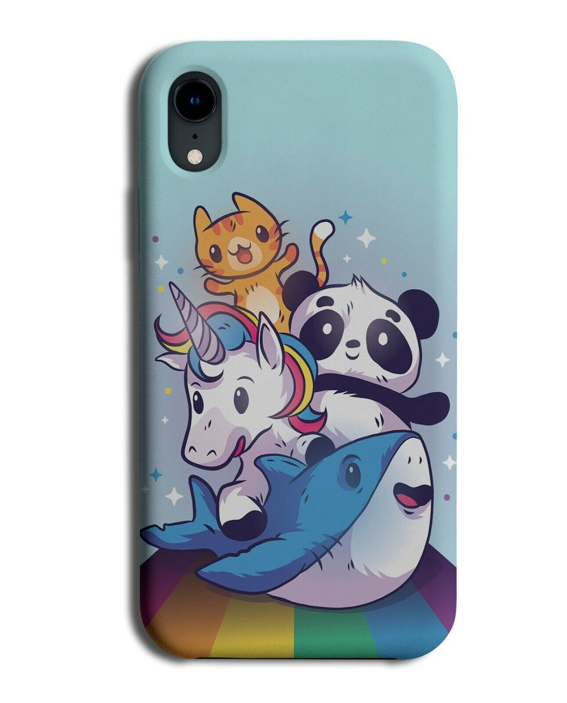 Panda Unicorn Shark and Cat On Rainbow Phone Case Cover Colourful Girls J870