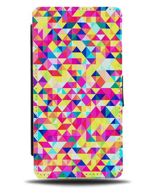 Abstract Colourful Pixels Flip Wallet Case Bohemian Print Rainbow Geometric AB37