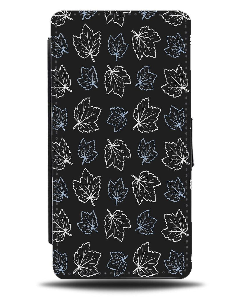 Blue & White Leaves Flip Wallet Case Falling Leaf Autumn Nature Goth Gothic BA81
