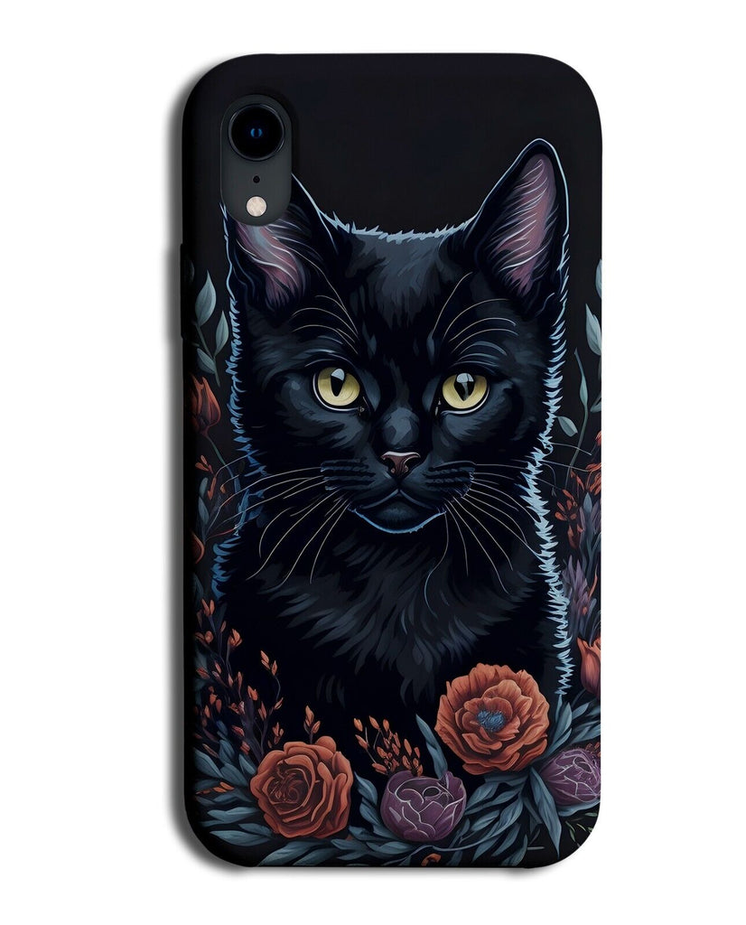 Floral Black Bombay Cat Phone Case Cover Bombays Red Roses Witches Cats DA24