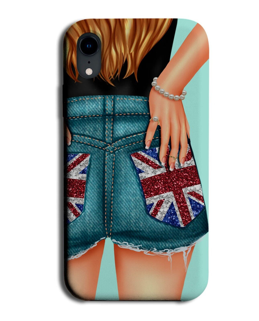 Girl In Union Jack Denim Jean Shorts Phone Case Cover Flag Girls Jeans UK DG25