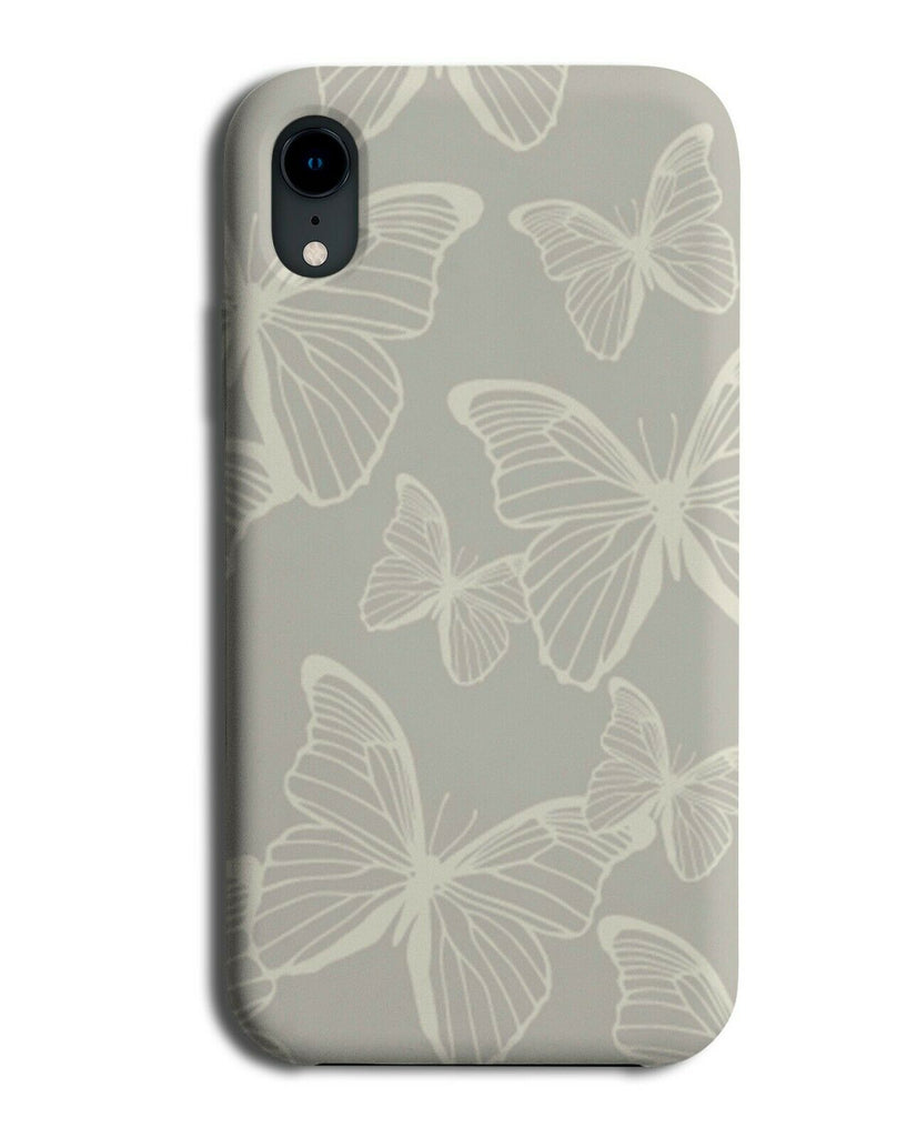 Grey Butterfly Design Phone Case Cover Pattern Butterflies Stencil Outline E906