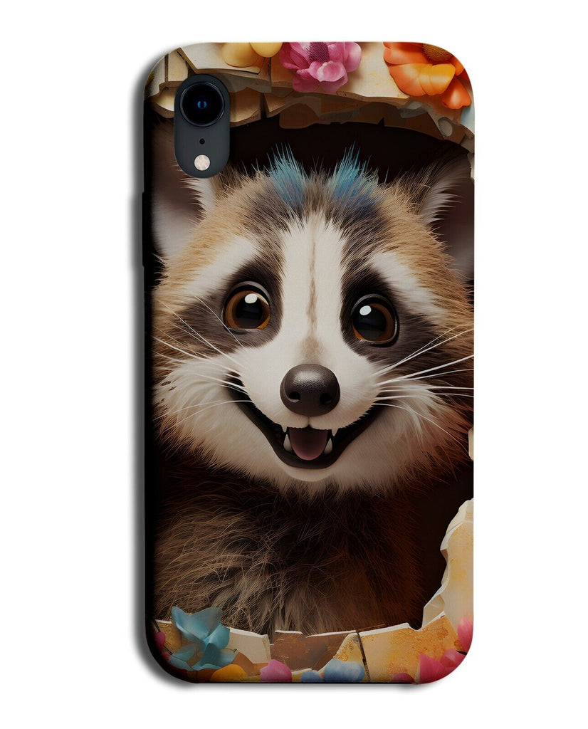 Raccoon In Flowers Phone Case Cover Raccoons Cute Sweet Adorable Face Eyes DD43