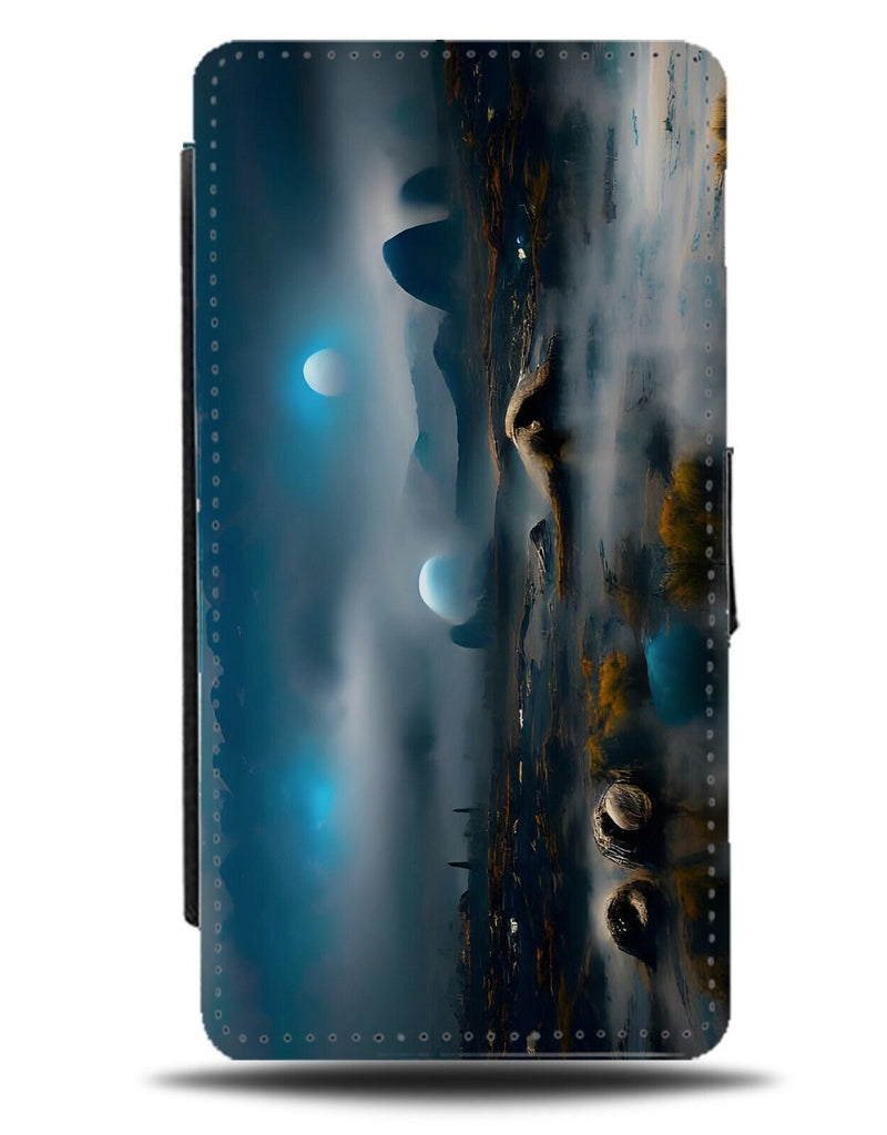 Space Planet Flip Wallet Case Galaxy Surface Moon Moons Scene Scenery Sky AB56