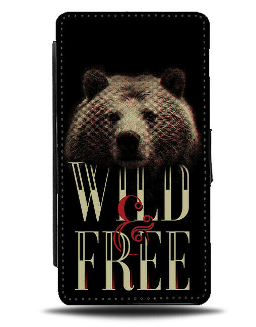 Wild and Free Bear Flip Wallet Phone Case Bears Grizzly Brown Black Forrest E129