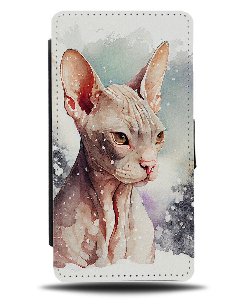 Christmas Sphynx Cat Flip Wallet Case Sphynxes Snowing Snow Cats Hairless CW06