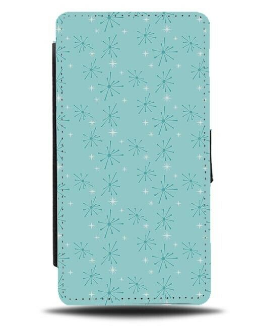 Funky Girls Green Design Flip Wallet Case Snowflakes Star Stars Snowflake H306