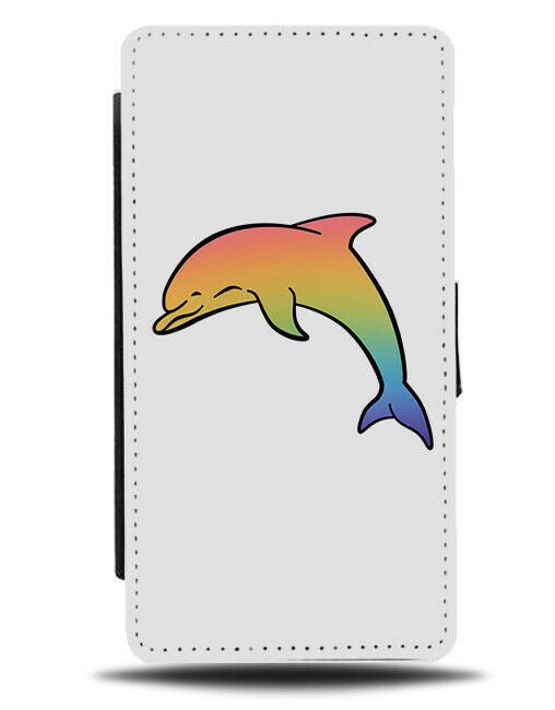 Rainbow Dolphin Flip Cover Wallet Phone Case Jumping Dolphins Colourful si312