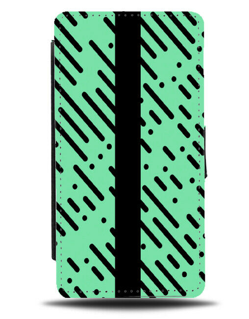 Pastel Green and Black Design Flip Cover Wallet Phone Case Mint Boys Mens B601