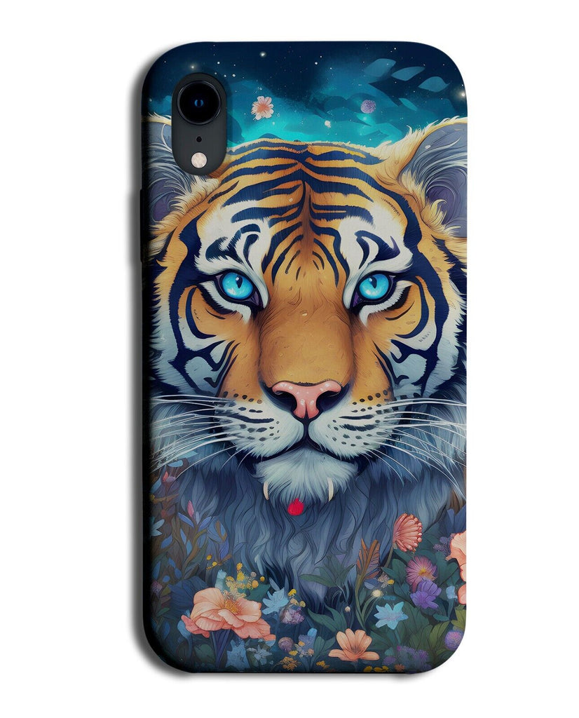 Floral Tiger Face Phone Case Cover Blue Eyes Beautiful Animal Portrait Zoo CR65