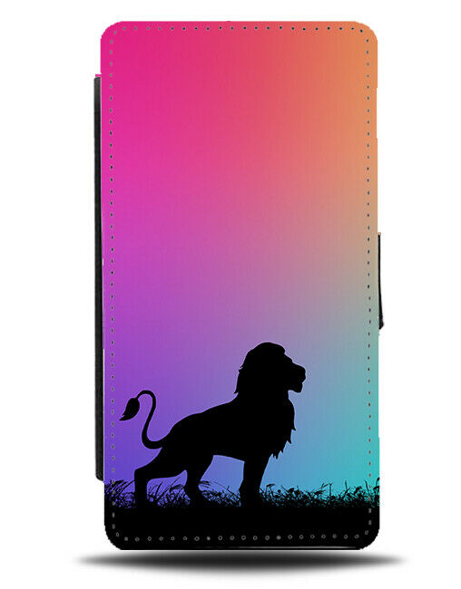 Lion Silhouette Flip Cover Wallet Phone Case Lions Multicolour Shape Shapes I059