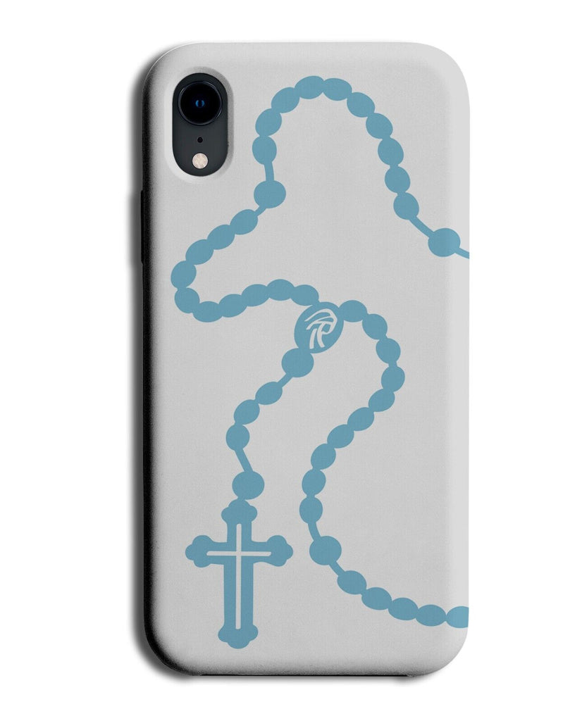 Rosary Beads Design Phone Case Cover Catholic Necklace Bead Blue Picture Q340