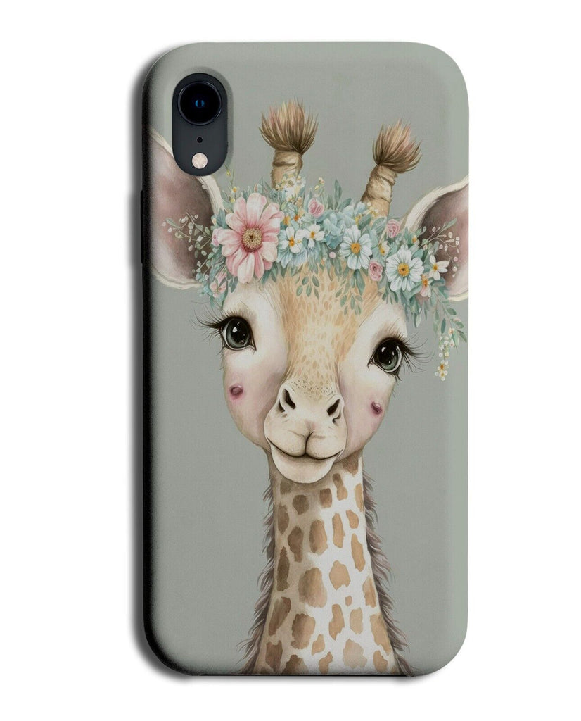 Giraffe In Flower Crown Phone Case Cover Giraffes Face Watercolour Painting BI47