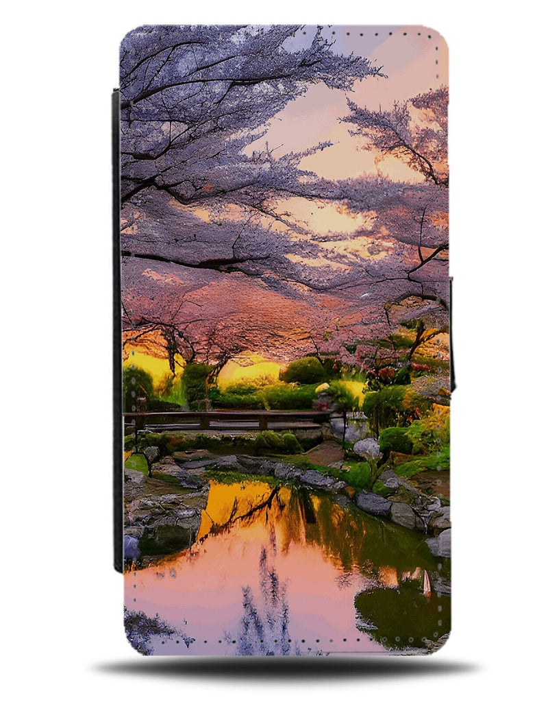Japanese Gardens Photograph Flip Wallet Case Lake River Chinese Tree Trees BF49