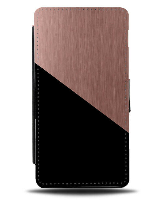 Rose Gold and Black Flip Cover Wallet Phone Case Design Colours Golden i391