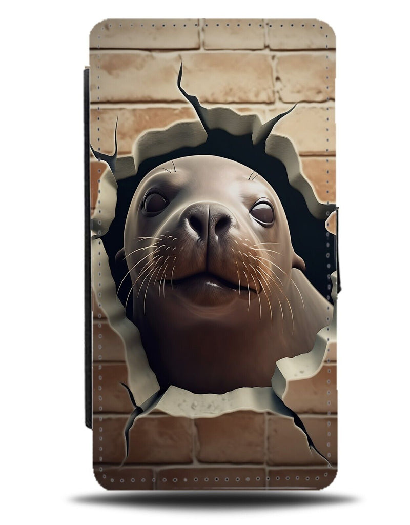 Funny Sea Lion Head Flip Wallet Case Seal Seals Pup Novelty 3D Print Lions DF61