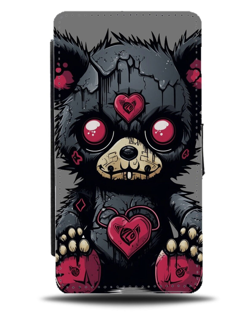 Funny Emo Teddy Bear Flip Wallet Case Black Teddies Bears Novelty Fun Punk DE27