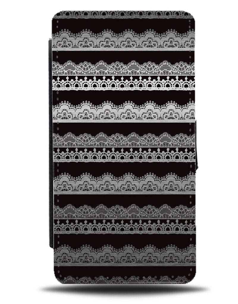 Black and Silver Tribal Seam Pattern Flip Wallet Case Seams Indian Style CN94