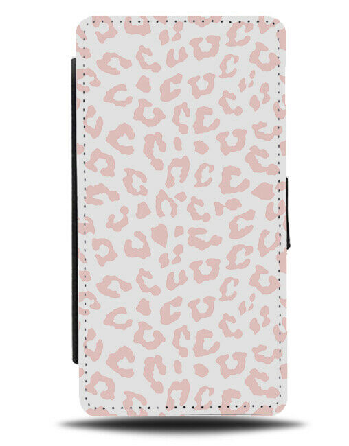 White and Baby Pink Leopard Print Spots Flip Wallet Case Skin Pattern F120