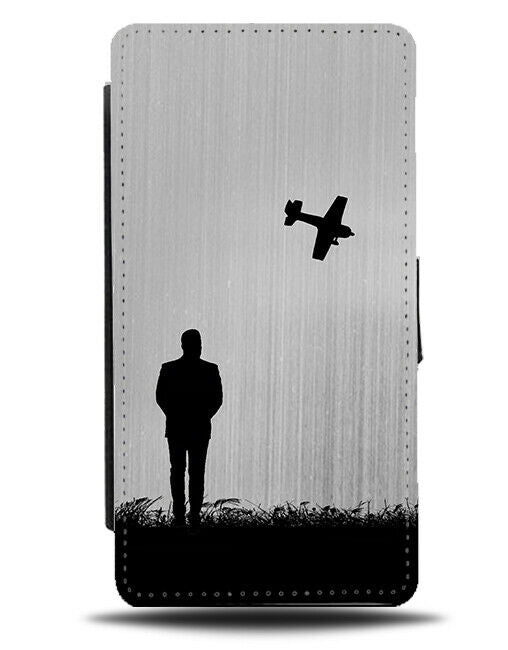 Model Airplane Flip Cover Wallet Phone Case RC Plane Aeroplane Silver Grey i702