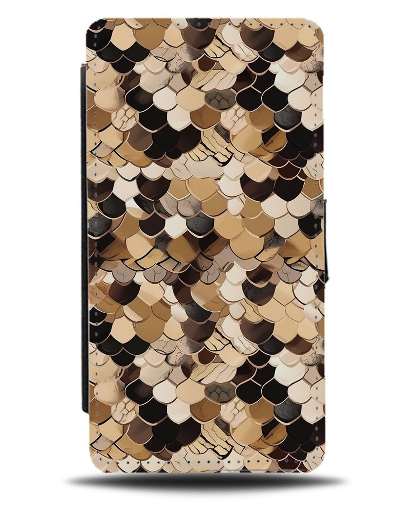 Golden Reptile Scales Print Flip Wallet Case Scale Print Snake Skin Stylish BX93