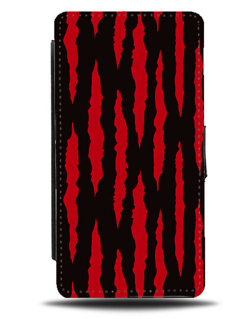 Red and Black Bloodied Pattern Flip Wallet Case Blood Halloween Gothic H763