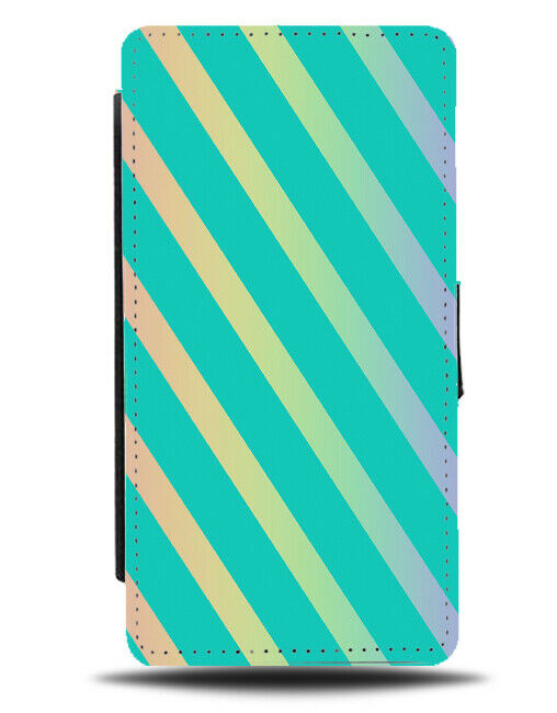 Turquoise Green and Colourful Flip Cover Wallet Phone Case Rainbow Lines i819