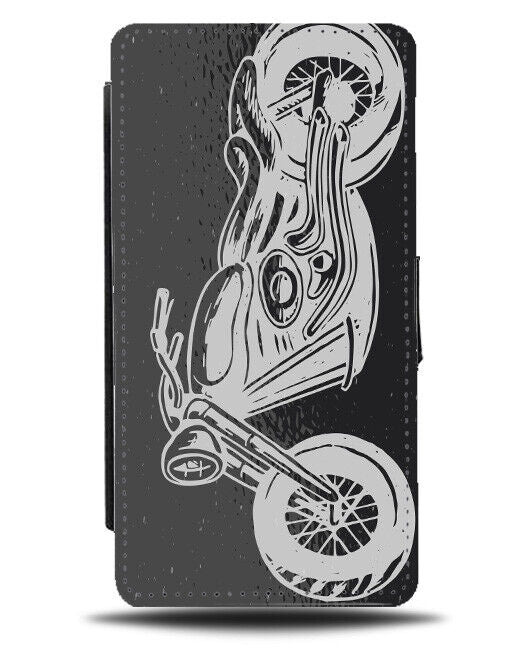 Stylish Motorbike Outline Flip Wallet Case Outines Silhouette Biking Motor J843