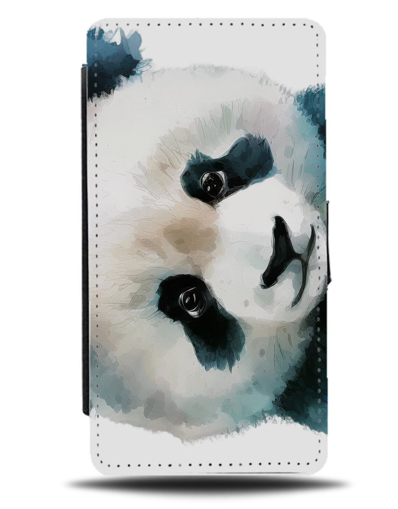 Cute Water Color Panda Painting Flip Wallet Case Colour Painting Oil Drips AC41