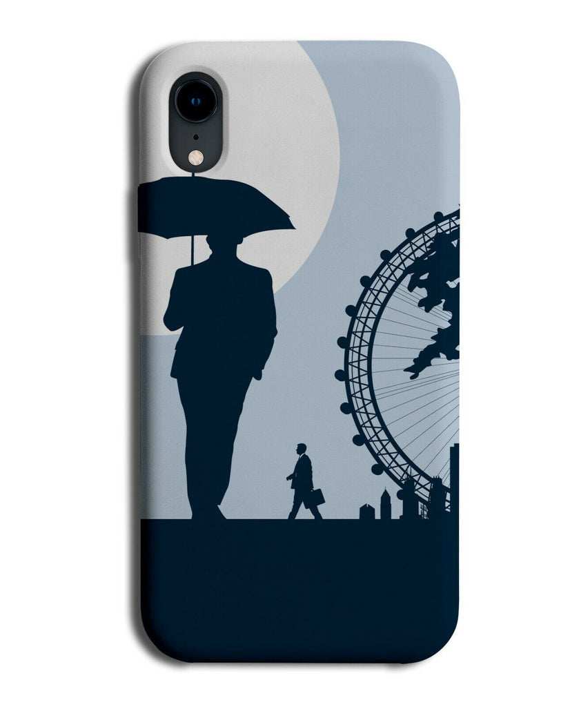 British Summer Weather Phone Case Cover Umbrella Man Silhouette Umbrellas K360