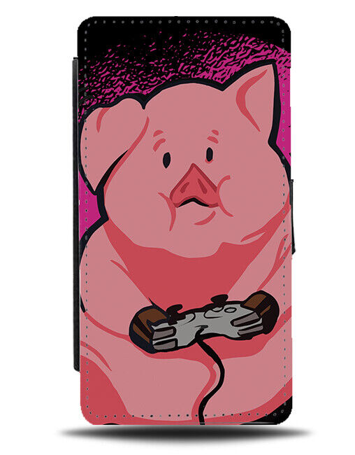 Fat Piggy Gamer Flip Wallet Case Fatty Chubby Gaming Pigs Pig Lazy Boys J421