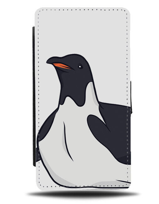 Penguin Slide Design Flip Wallet Case Cartoon Funny Lazy Chilling Penguins J986