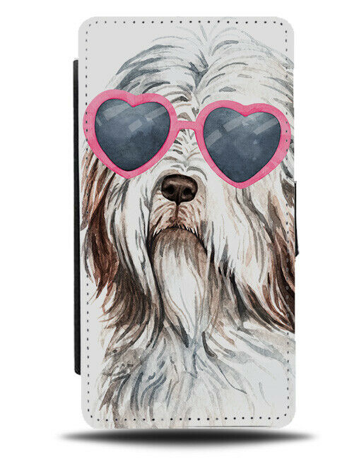 Old English Sheepdog Flip Wallet Phone Case Dog Dogs Love Heart Sunglasses K574