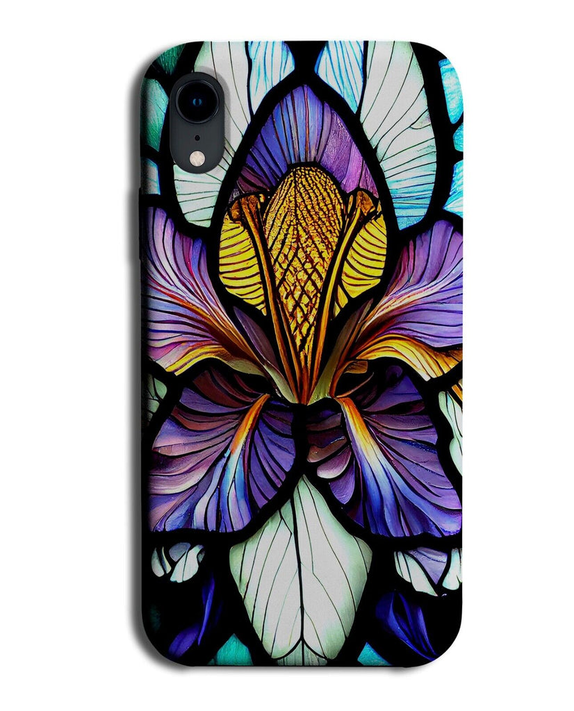 Bearded Iris Flower Phone Case Cover Purple Stained Glass Window Style Q519B