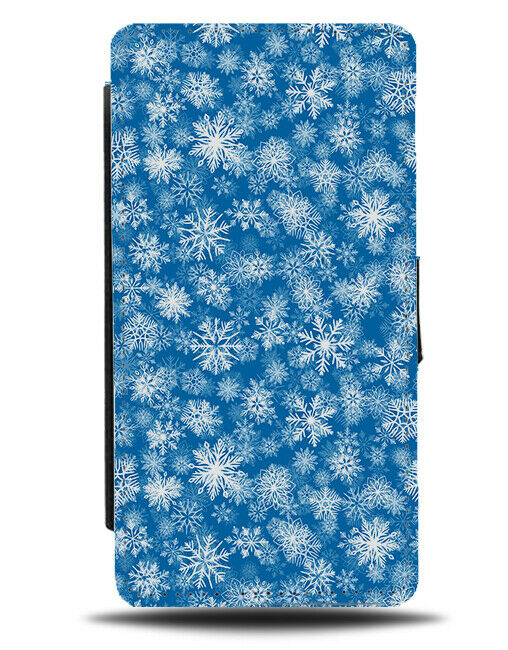 Frozen Snowflakes Pattern Flip Wallet Case Freeze Blue Christmas Xmas Kids H858