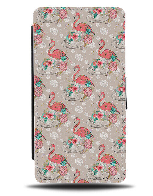 Flamingos Tea Party Flip Wallet Case Teas Cup Cups Teacup Flamingo Vintage AA93
