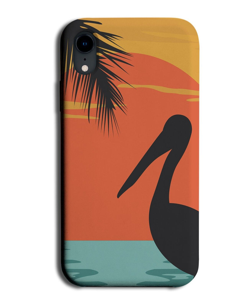 Pelican In The Sea At Sunset Phone Case Cover Sunrise Sun Outline Shape BS11