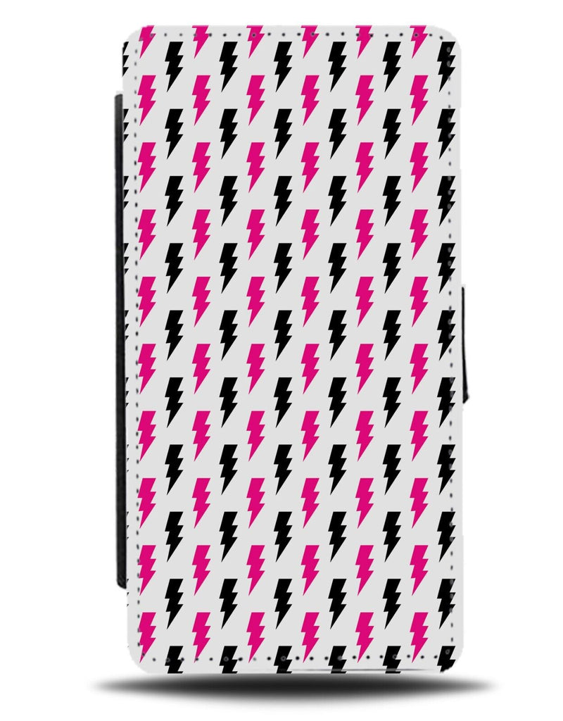 Pink Lightning Bolts Flip Wallet Case Shape Shapes Bolt Black Girls Womens AE42