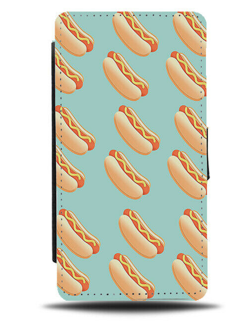 Hotdog Pattern Flip Cover Wallet Phone Case Hot Dog Hotdogs Food Sausages si71