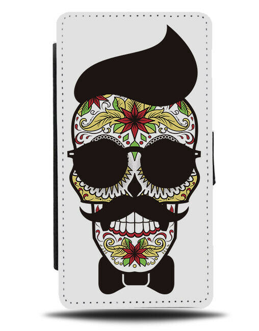 Hipster Sugar Skull Flip Wallet Phone Case Floral Mexican Mexico Moustache E140